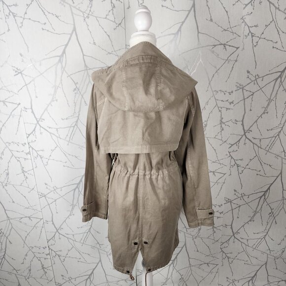 Current Elliott Beige Cotton The Bridgeport Parka Trench Coat - Picture 6 of 9